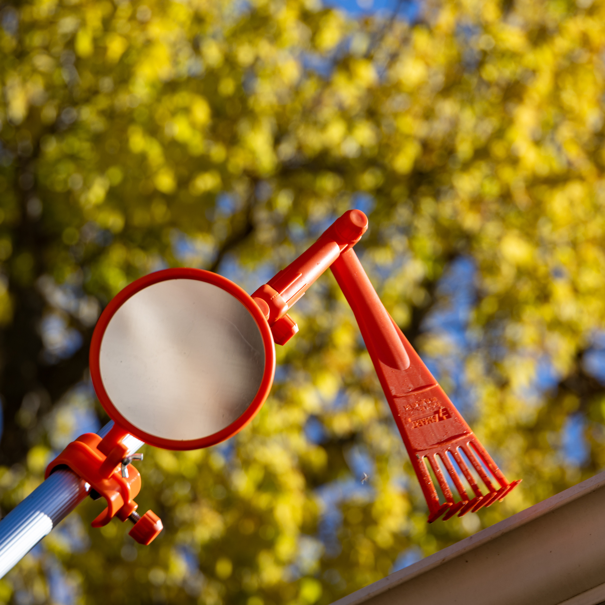 EZ Smart Mini Rake & Inspection Mirror Extension Pole Combo