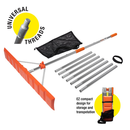 Snow Roof Rake with 16’ Extension Pole